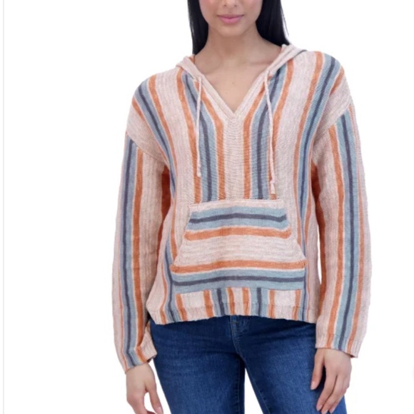 Sale 🎈NEW Lucky Brand Baja Beach Stripe Pullover Women’s Knit Hoodie - Picture 6 of 11